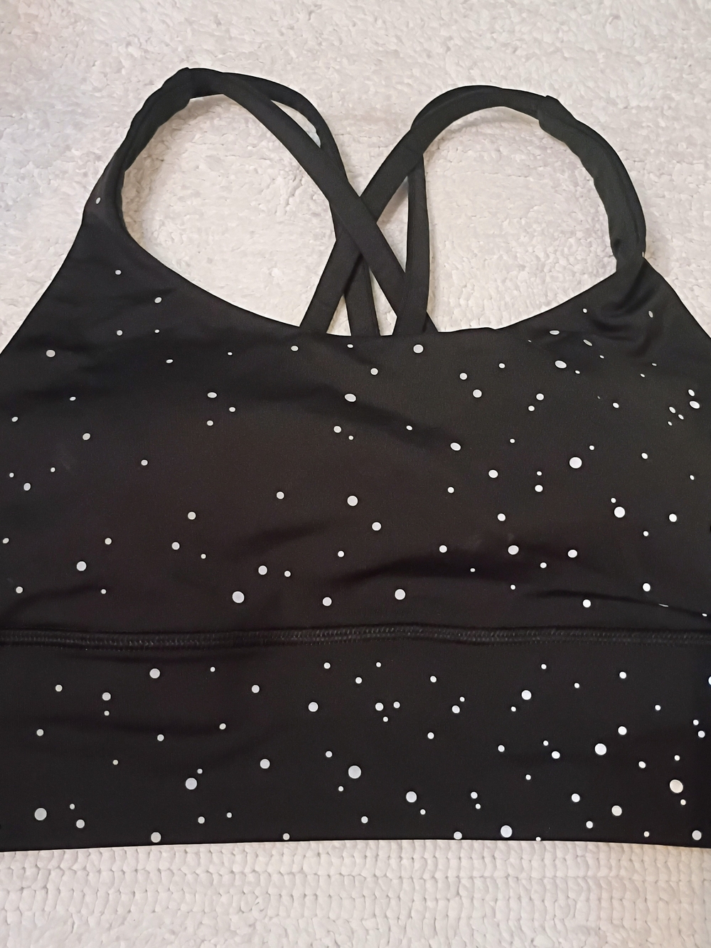 lululemon athletica Black Swim Bikini Top with White Speckle Print